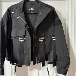 Zara Black Utility Jacket with Straps
